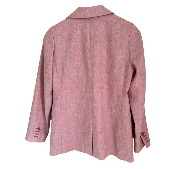 J. Crew Linen Bristol Double-Breasted Long Sleeve Casual Blazer Pink Size 2 - Picture 12 of 14